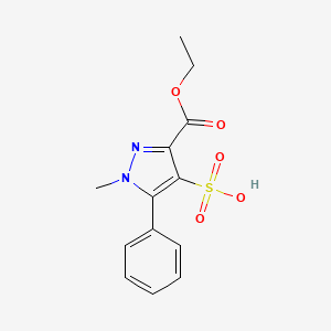 molecular formula C13H14N2O5S B8355447 3-(Ethoxycarbonyl)-1-methyl-5-phenyl-1H-pyrazole-4-sulfonic acid CAS No. 88398-60-1