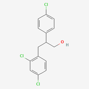molecular formula C15H13Cl3O B8355795 3-(2,4-Dichlorophenyl)-2-(4-chlorophenyl)propanol 