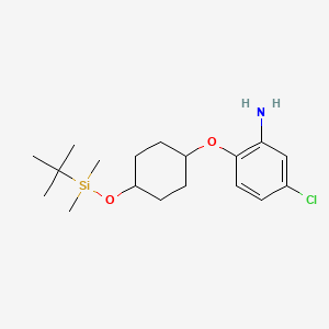 molecular formula C18H30ClNO2Si B8355803 2-[4-(Tert-butyl-dimethyl-silanyloxy)-cyclohexyloxy]-5-chloro-phenylamine 