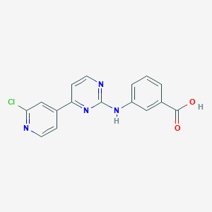 molecular formula C16H11ClN4O2 B8355907 N-[3-carboxy-phenyl]-4-(2-chloro-4-pyridyl)-2-pyrimidineamine 