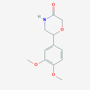 molecular formula C12H15NO4 B8355986 2-(3,4-Dimethoxyphenyl)morpholin-5-one 
