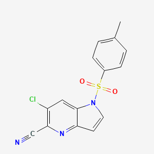 molecular formula C15H10ClN3O2S B8355994 6-chloro-1-tosyl-1H-pyrrolo[3,2-b]pyridine-5-carbonitrile 