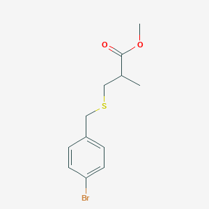 molecular formula C12H15BrO2S B8356150 3-(4-Bromophenylmethylsulfanyl)-2-methylpropanoic acid methyl ester 