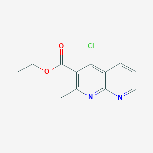 molecular formula C12H11ClN2O2 B8356157 Ethyl 4-chloro-2-methyl-1,8-naphthyridine-3-carboxylate 