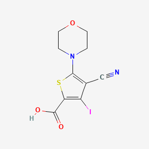 molecular formula C10H9IN2O3S B8356159 4-Cyano-3-iodo-5-morpholin-4-ylthiophene-2-carboxylic acid 