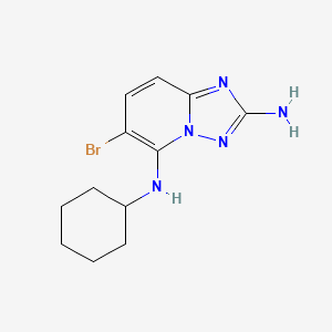 molecular formula C12H16BrN5 B8356205 6-bromo-N5-cyclohexyl[1,2,4]triazolo[1,5-a]pyridine-2,5-diamine 