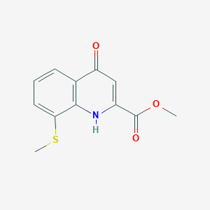molecular formula C12H11NO3S B8356220 2-Carbomethoxy-4-hydroxy-8-methylthioquinoline 