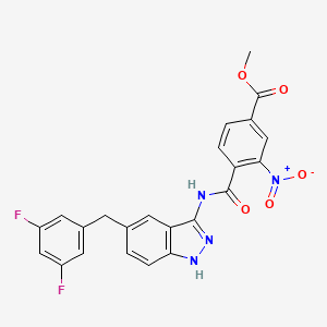 molecular formula C23H16F2N4O5 B8356299 methyl 4-{[5-(3,5-difluorobenzyl)-1H-indazol-3-yl]carbamoyl}-3-nitrobenzoate 
