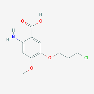 molecular formula C11H14ClNO4 B8356345 2-Amino-4-methoxy-5-(3-chloropropoxy)benzoic acid 