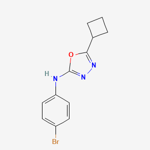 molecular formula C12H12BrN3O B8356351 N-(4-bromophenyl)-5-cyclobutyl-1,3,4-oxadiazol-2-amine 