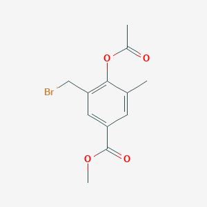 molecular formula C12H13BrO4 B8356381 Methyl 4-acetoxy-3-bromomethyl-5-methylbenzoate 
