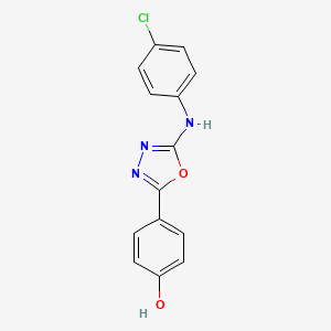 molecular formula C14H10ClN3O2 B8356579 4-(5-(4-Chlorophenylamino)-1,3,4-oxadiazol-2-yl)phenol 
