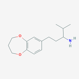 molecular formula C15H23NO2 B8356641 (+/-)-1-(3,4-dihydro-2H-1,5-benzodioxepine-7-yl)-4-methylpentan-3-ylamine 