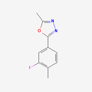 molecular formula C10H9IN2O B8356660 2-(3-Iodo-4-methylphenyl)-5-methyl-1,3,4-oxadiazole 