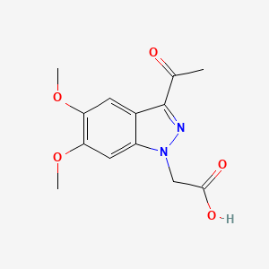 molecular formula C13H14N2O5 B8356695 2-(3-Acetyl-5,6-dimethoxy-1H-indazol-1-yl)acetic acid 