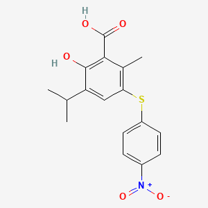 molecular formula C17H17NO5S B8356714 5-(4-Nitrophenylthio)-3-isopropyl-6-methylsalicylic acid 