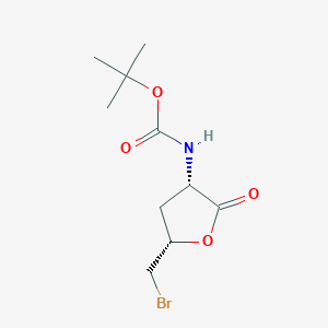 molecular formula C10H16BrNO4 B8356749 tert-Butyl ((3S,5S)-5-(bromomethyl)-2-oxotetrahydrofuran-3-yl)carbamate 