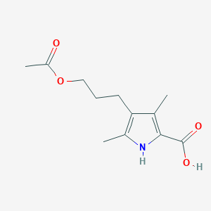 molecular formula C12H17NO4 B8356793 4-(3-Acetoxypropyl)-3,5-dimethylpyrrole-2-carboxylic acid 