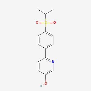 molecular formula C14H15NO3S B8356819 6-{4-[(1-Methylethyl)sulfonyl]phenyl}-3-pyridinol CAS No. 1032825-22-1