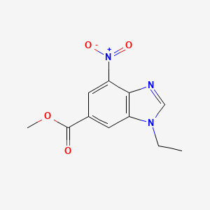 molecular formula C11H11N3O4 B8356876 Methyl 1-ethyl-4-nitro-1H-benzimidazole-6-carboxylate 