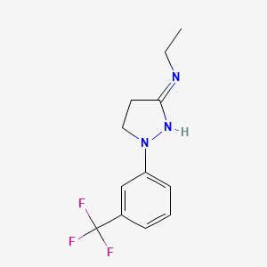 molecular formula C12H14F3N3 B8356894 N-Ethyl-1-[3-(trifluoromethyl)phenyl]-4,5-dihydro-1H-pyrazol-3-amine CAS No. 83908-82-1