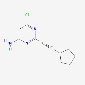 molecular formula C11H12ClN3 B8356899 2-(2-Cyclopentylethynyl)-6-chloropyrimidin-4-amine 