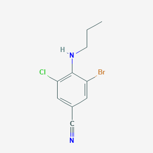 molecular formula C10H10BrClN2 B8356901 3-Chloro-5-bromo-4-(propylamino)-benzonitrile 