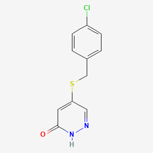 molecular formula C11H9ClN2OS B8356987 5-(4-chlorobenzylthio)pyridazin-3(2H)-one 