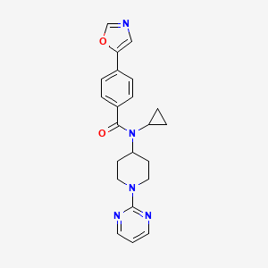 molecular formula C22H23N5O2 B8357007 N-Cyclopropyl-4-oxazol-5-yl-N-(1-pyrimidin-2-yl-piperidin-4-yl)-benzamide 