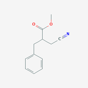molecular formula C12H13NO2 B8357022 Methyl 2-benzyl-3-cyanopropanoate 