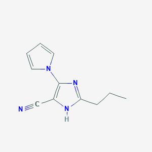 molecular formula C11H12N4 B8357040 5-Cyano-2-propyl-4-(1H-pyrrol-1-yl)imidazole 