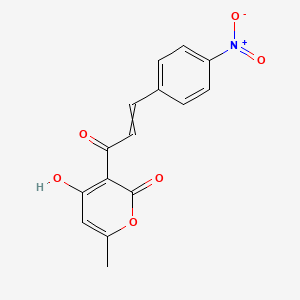 molecular formula C15H11NO6 B8357058 4-Hydroxy-6-methyl-3-(4-nitrophenyl)acryloyl-2-pyrone 