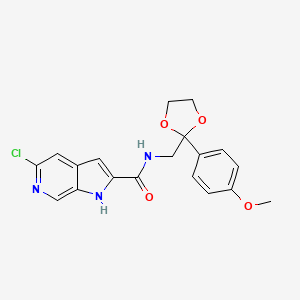molecular formula C19H18ClN3O4 B8357108 1h-Pyrrolo[2,3-c]pyridine-2-carboxamide,5-chloro-n-[[2-(4-methoxyphenyl)-1,3-dioxolan-2-yl]methyl]- CAS No. 800401-77-8