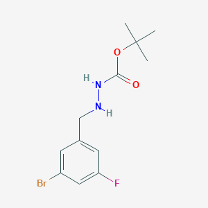 molecular formula C12H16BrFN2O2 B8357122 Tert-butyl 2-(3-bromo-5-fluorobenzyl)hydrazinecarboxylate 