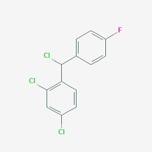 molecular formula C13H8Cl3F B8357181 2,4-Dichloro-1-[chloro-(4-fluorophenyl)methyl]benzene 