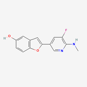 molecular formula C14H11FN2O2 B8357268 2-(5-Fluoro-6-methylamino-pyridin-3-yl)-benzofuran-5-ol 