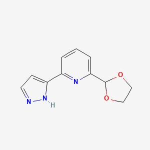 molecular formula C11H11N3O2 B8357284 2-[1,3]dioxolan-2-yl-6-(1H-pyrazol-3-yl)pyridine 