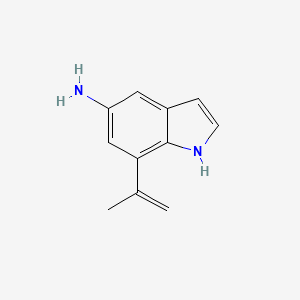 molecular formula C11H12N2 B8357347 7-Isopropenyl-5-aminoindole 