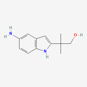 molecular formula C12H16N2O B8357473 2-(5-amino-1H-indol-2-yl)-2-methylpropan-1-ol 