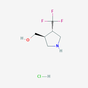 molecular formula C6H11ClF3NO B8357478 Trans-3-hydroxymethyl-4-trifluoromethylpyrrolidine hydrochloride 
