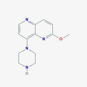 molecular formula C13H16N4O B8357493 2-Methoxy-8-piperazin-1-yl-[1,5]-naphthyridine 