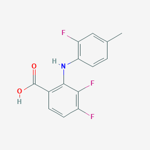 molecular formula C14H10F3NO2 B8357555 3,4-Difluoro-2-[2-fluoro-4-methylanilino]benzoic acid 