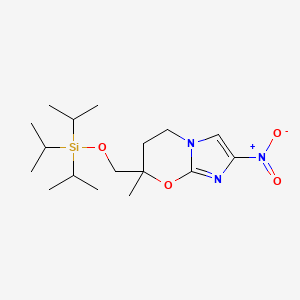 molecular formula C17H31N3O4Si B8357564 7-methyl-2-nitro-7-(((triisopropylsilyl)oxy)methyl)-6,7-dihydro-5H-imidazo[2,1-b][1,3]oxazine 
