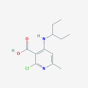 molecular formula C12H17ClN2O2 B8357609 2-Chloro-4-(1-ethyl-propylamino)-6-methyl-nicotinic acid 