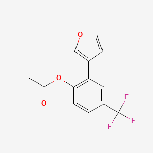 molecular formula C13H9F3O3 B8357617 2-(3-Furyl)-4-(trifluoromethyl)phenyl acetate 
