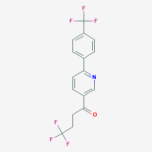 molecular formula C16H11F6NO B8357689 4,4,4-Trifluoro-1-[6-(4-trifluoromethyl-phenyl)-pyridin-3-yl]-butan-1-one 