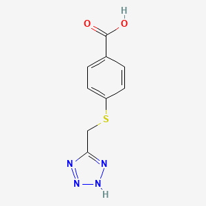 molecular formula C9H8N4O2S B8357734 4-(2H-tetrazol-5-ylmethylsulfanyl)benzoic acid 