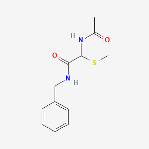 molecular formula C12H16N2O2S B8357796 2-Acetylamino-2-methylthio-N-benzylacetamide 
