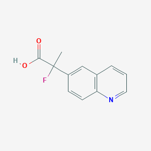 molecular formula C12H10FNO2 B8357907 2-Fluoro-2-(quinolin-6-yl)propanoic acid 