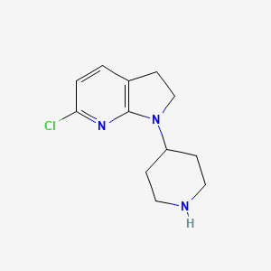 molecular formula C12H16ClN3 B8357959 1-(Piperidin-4-yl)-6-chloro-7-azaindoline 